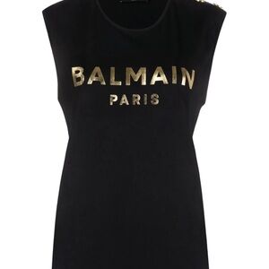 Balmain logo print sleeveless shirt